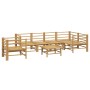 Set de muebles de jardín 7 piezas bambú y cojines gris claro de vidaXL, Conjuntos de jardín - Ref: Foro24-3155109, Precio: 77...