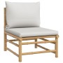 Set de muebles de jardín 7 piezas bambú y cojines gris claro de vidaXL, Conjuntos de jardín - Ref: Foro24-3155109, Precio: 77...