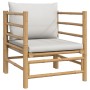 Set de muebles de jardín 7 piezas bambú y cojines gris claro de vidaXL, Conjuntos de jardín - Ref: Foro24-3155109, Precio: 77...