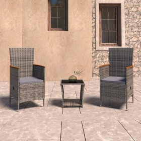 Set de muebles de jardín 3 pzas y cojines ratán sintético gris en Conjuntos de jardín | Comprar online en Foru.es