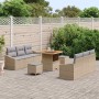 Conjunto de sofá de jardín con cojín 9 pcs Beige Poliratán en Sofás de exterior | Comprar online en Foru.es