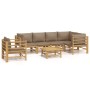 Set de muebles de jardín 7 piezas bambú y cojines gris taupe de vidaXL, Conjuntos de jardín - Ref: Foro24-3155125, Precio: 81...