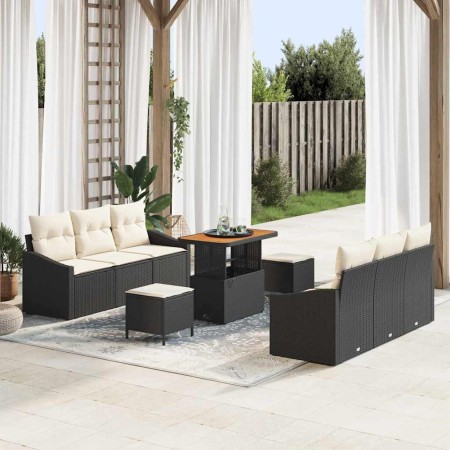 Conjunto de sofás de jardín 9 pcs Negro ratán sintético en Sofás de exterior | Comprar online en Foru.es
