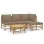 Set de muebles de jardín 5 piezas bambú y cojines gris taupé de vidaXL, Conjuntos de jardín - Ref: Foro24-3155113, Precio: 49...