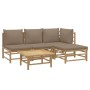 Set de muebles de jardín 5 piezas bambú y cojines gris taupé de vidaXL, Conjuntos de jardín - Ref: Foro24-3155113, Precio: 49...