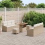 Conjunto de sofá de jardín con cojín 9 pcs Beige Poliratán en Sofás de exterior | Comprar online en Foru.es