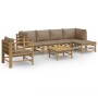 Set de muebles de jardín 7 piezas bambú y cojines gris taupe de vidaXL, Conjuntos de jardín - Ref: Foro24-3155117, Precio: 72...