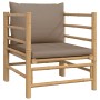 Set de muebles de jardín 7 piezas bambú y cojines gris taupe de vidaXL, Conjuntos de jardín - Ref: Foro24-3155117, Precio: 72...