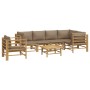 Set de muebles de jardín 7 piezas bambú y cojines gris taupe de vidaXL, Conjuntos de jardín - Ref: Foro24-3155141, Precio: 81...