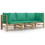 Set de muebles de jardín 3 piezas bambú con cojines verde de vidaXL, Conjuntos de jardín - Ref: Foro24-3155151, Precio: 265,7...