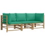 Set de muebles de jardín 3 piezas bambú con cojines verde de vidaXL, Conjuntos de jardín - Ref: Foro24-3155151, Precio: 265,7...