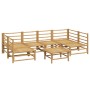 Set de muebles de jardín 7 piezas bambú y cojines gris claro de vidaXL, Conjuntos de jardín - Ref: Foro24-3155102, Precio: 71...