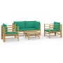 Set de muebles de jardín 5 piezas bambú con cojines verde de vidaXL, Conjuntos de jardín - Ref: Foro24-3155153, Precio: 432,7...