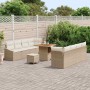 Conjunto de sofá de jardín con cojín 11 pcs Beige Poliratán en Sofás de exterior | Comprar online en Foru.es