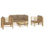 Set de muebles de jardín 5 piezas bambú y cojines gris taupé de vidaXL, Conjuntos de jardín - Ref: Foro24-3155121, Precio: 50...