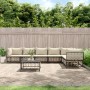 Juego de muebles de jardín 8 pzas y cojines ratán PE antracita de vidaXL, Sofás de exterior - Ref: Foro24-3186762, Precio: 65...