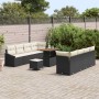Conjunto de sofá de jardín con cojín 11 pcs Negro Poliratán en Sofás de exterior | Comprar online en Foru.es