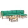 Set de muebles de jardín 6 piezas bambú con cojines verde de vidaXL, Conjuntos de jardín - Ref: Foro24-3155148, Precio: 420,7...