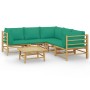 Set de muebles de jardín 6 piezas bambú con cojines verde de vidaXL, Conjuntos de jardín - Ref: Foro24-3155156, Precio: 465,9...