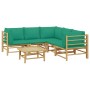 Set de muebles de jardín 6 piezas bambú con cojines verde de vidaXL, Conjuntos de jardín - Ref: Foro24-3155156, Precio: 465,9...