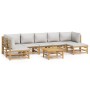 Set de muebles de jardín 8 piezas bambú y cojines gris claro de vidaXL, Conjuntos de jardín - Ref: Foro24-3155110, Precio: 80...