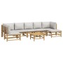 Set de muebles de jardín 8 piezas bambú y cojines gris claro de vidaXL, Conjuntos de jardín - Ref: Foro24-3155110, Precio: 80...