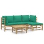 Set de muebles de jardín 5 piezas bambú con cojines verde de vidaXL, Conjuntos de jardín - Ref: Foro24-3155146, Precio: 350,7...