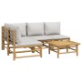 Set de muebles de jardín 5 piezas bambú y cojines gris claro de vidaXL, Conjuntos de jardín - Ref: Foro24-3155106, Precio: 49...