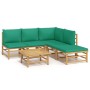 Set de muebles de jardín 6 piezas bambú con cojines verde de vidaXL, Conjuntos de jardín - Ref: Foro24-3155167, Precio: 417,6...