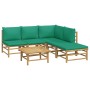 Set de muebles de jardín 6 piezas bambú con cojines verde de vidaXL, Conjuntos de jardín - Ref: Foro24-3155167, Precio: 417,6...