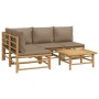 Set de muebles de jardín 5 piezas bambú y cojines gris taupé de vidaXL, Conjuntos de jardín - Ref: Foro24-3155138, Precio: 59...