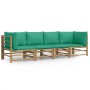 Set de muebles de jardín 4 piezas bambú con cojines verde de vidaXL, Conjuntos de jardín - Ref: Foro24-3155152, Precio: 336,2...