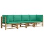 Set de muebles de jardín 4 piezas bambú con cojines verde de vidaXL, Conjuntos de jardín - Ref: Foro24-3155152, Precio: 336,2...