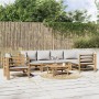 Set de muebles de jardín 7 piezas bambú y cojines gris claro de vidaXL, Conjuntos de jardín - Ref: Foro24-3155093, Precio: 77...