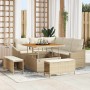 Conjunto de sofá de jardín con cojín 8 pcs Beige Poliratán en Sofás de exterior | Comprar online en Foru.es