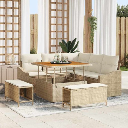 Conjunto de sofá de jardín con cojín 8 pcs Beige Poliratán en Sofás de exterior | Comprar online en Foru.es