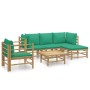 Set de muebles de jardín 6 piezas bambú con cojines verde de vidaXL, Conjuntos de jardín - Ref: Foro24-3155147, Precio: 464,6...