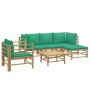 Set de muebles de jardín 6 piezas bambú con cojines verde de vidaXL, Conjuntos de jardín - Ref: Foro24-3155147, Precio: 464,6...