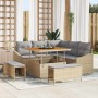 Conjunto de sofá de jardín con cojín 8 pcs Beige Poliratán en Sofás de exterior | Comprar online en Foru.es