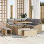 Conjunto de sofá de jardín con cojín 8 pcs Beige Poliratán en Sofás de exterior | Comprar online en Foru.es