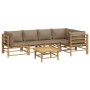 Set de muebles de jardín 6 piezas bambú con cojines gris taupé de vidaXL, Conjuntos de jardín - Ref: Foro24-3155137, Precio: ...