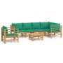 Set de muebles de jardín 7 piezas bambú con cojines verde de vidaXL, Conjuntos de jardín - Ref: Foro24-3155157, Precio: 630,7...