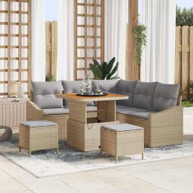 Conjunto de sofá de jardín con cojín 8 pcs Beige Poliratán en Sofás de exterior | Comprar online en Foru.es