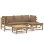 Set de muebles de jardín 5 piezas bambú y cojines gris taupé de vidaXL, Conjuntos de jardín - Ref: Foro24-3155114, Precio: 49...