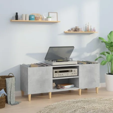 Concrete gray plywood disc cabinet 121x38x48 cm by vidaXL, CD and DVD storage - Ref: Foro24-831929, Price: 63,32 €, Discount: %