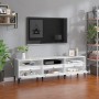 Mueble de TV madera contrachapada blanco brillo 150x30x44,5 cm de vidaXL, Muebles TV - Ref: Foro24-831919, Precio: 83,21 €, D...