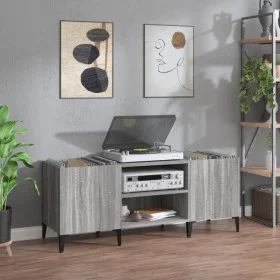Sonoma gray plywood record cabinet 121x38x48cm by vidaXL, CD and DVD storage - Ref: Foro24-831939, Price: 70,79 €, Discount: %