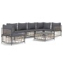 Set muebles de jardín 7 pzas y cojines ratán PE gris antracita de vidaXL, Sofás de exterior - Ref: Foro24-3186767, Precio: 57...
