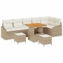 Conjunto de sofá de jardín con cojín 9 pcs Beige Poliratán en Sofás de exterior | Comprar online en Foru.es