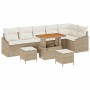 Conjunto de sofá de jardín con cojín 9 pcs Beige Poliratán en Sofás de exterior | Comprar online en Foru.es